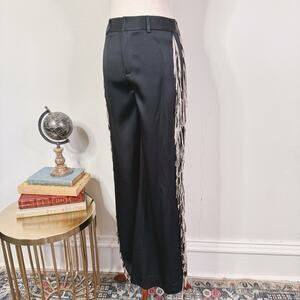 Monse Black Wide Leg Pants with Fringe Detail NWT Made in USA Size 0 Glam
